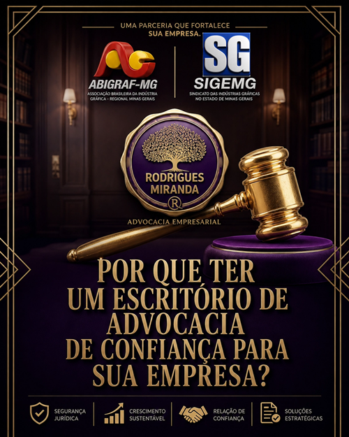 Empreender com segurança faz toda a diferença! Pensando nisso, a ABIGRAF-MG e o SIGEMG oferecem aos seus associados consultoria jurídica especializada, proporcionando mais tranquilidade para que sua empresa cresça com segurança e em conformidade com a legislação.

✨ Conte com orientação especializada em diversas áreas:

👷 Direito Trabalhista - Receba suporte para prevenir passivos trabalhistas e garantir o cumprimento da legislação.

💰 Direito Tributário - Esclareça dúvidas, reduza riscos fiscais e mantenha sua empresa em conformidade.

🌿 Direito Ambiental - Orientação para atender às exigências legais e evitar penalidades.

⚖️ E muito mais! - Conte com apoio jurídico em diversas áreas para tomar decisões com mais segurança.

🔒 Quem se previne, economiza!  - Uma orientação jurídica adequada reduz riscos, evita prejuízos e fortalece o futuro da sua gráfica.

🤝 Esse é mais um benefício exclusivo para os associados da ABIGRAF-MG e do SIGEMG.